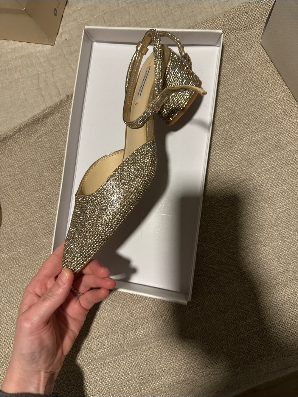 Alex Marie Gold Glitter Pointed Slingback Flats